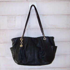 Tiganello Black Leather Shoulder Bag with Matching Key Fob